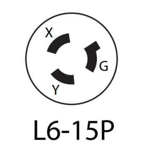 Leviton 4570-C NEMA L6-15P 15 Amp 250 Volt Locking Plug with Ground - 2 Pole, 3 Wire -  LeanLight