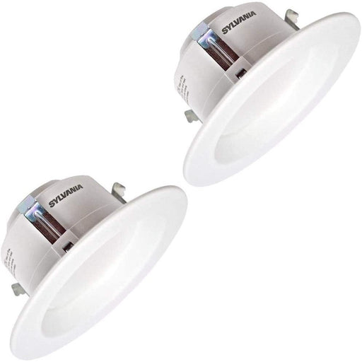 Sylvania 70521, 4" LED Recessed Downlight (Pack of 2), Kit Replacing Up To 50W Incandescent R30, 550 Lumens, 8 Watts , 3000k Color Temp, Integrated White Trim, Medium Base Socket Adaptor Included-LeanLight