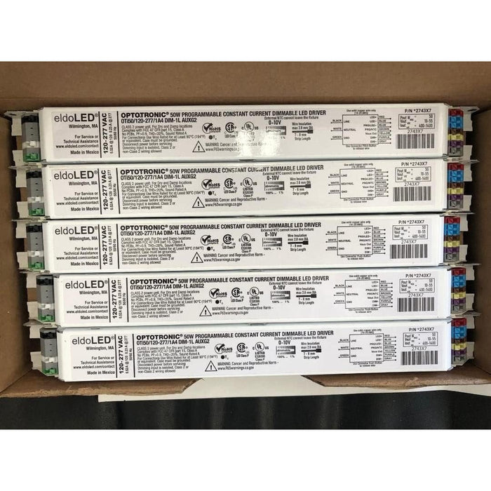 10 Pieces eldoLED 2743X7 OTi50/120-277/1A4 DIM-1 L AUX G2 OPTOTRONIC Programmable Linear 50 Watts Constant Current LED Driver 0-10V Dimmable 120/277 Volt -  LeanLight