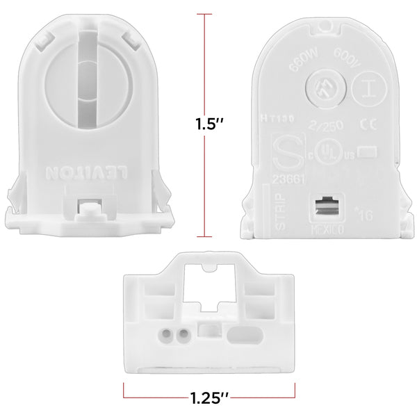 Leviton 23661-SWP Medium Snap-in Shunted T8 Fluorescent Lamp Holder