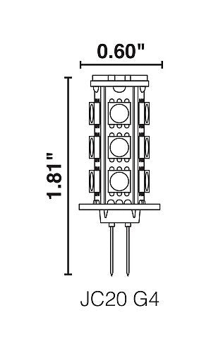 Halco JC20/2NW/LED (Case of 10) Non-Dimmable ProLED JC Light Bulbs - 80815, G3, 5000K, 2.4W