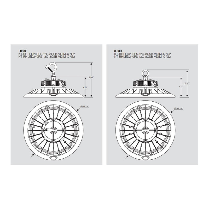 LeanLight Power and Color Select LED Round High Bay Light - 100W/150W/240W, 3000K/4000K/5000K, 120-277V,