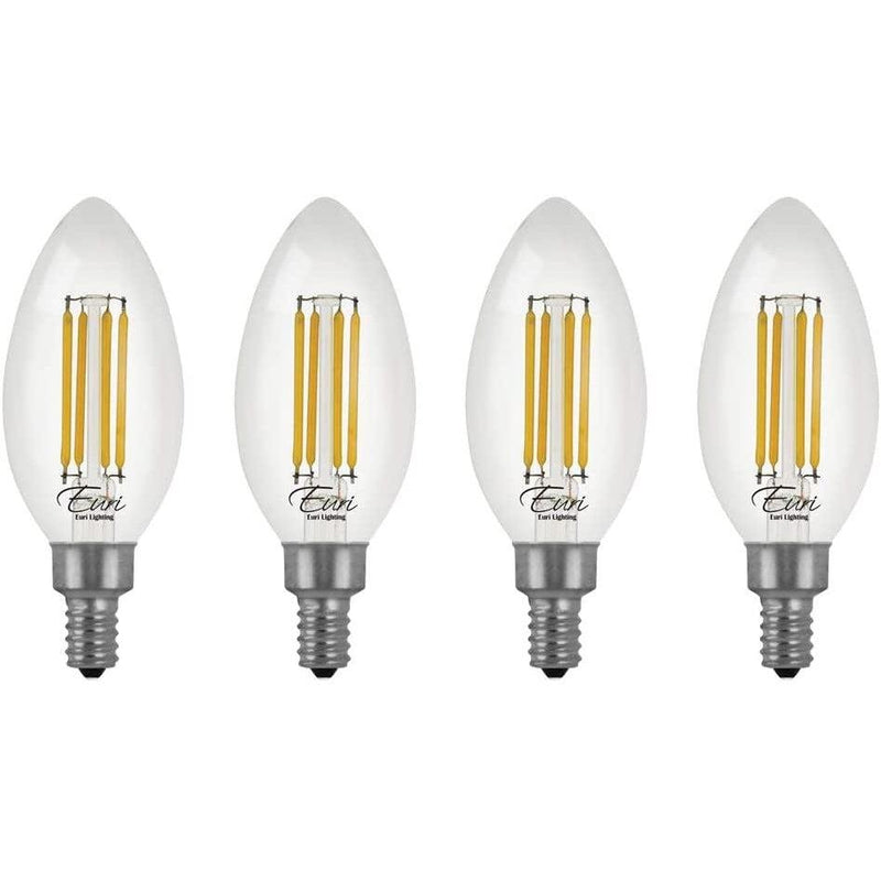 Euri Lighting VB10-3000cec-4 (4 Pack) Dimmable LED Filaments Fan Bulb - B10, E12, 3000K, 5.5W, 120V-LeanLight