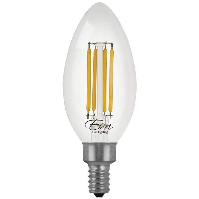 Euri Lighting VB10-3000cec-4 (4 Pack) Dimmable LED Filaments Fan Bulb - B10, E12, 3000K, 5.5W, 120V-LeanLight