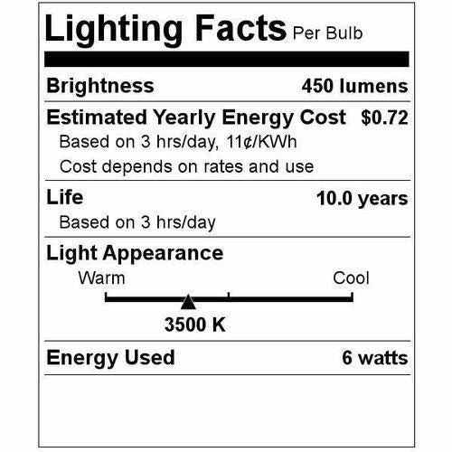 Sylvania 79703 (4 pack) LED Household Light Bulbs - 3500K, E26, 6W=40W, 120V-LeanLight