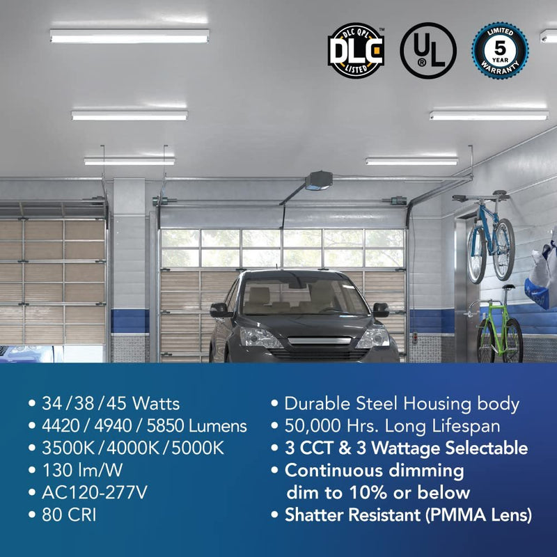 Euri Lighting ELS4-45W103sw 4FT Dual Selectable LED Linear Strip Fixture - 34W-54W, 3500K-5000K-LeanLight