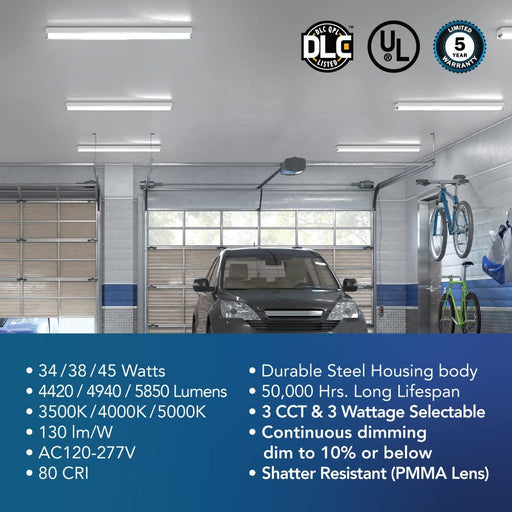 Euri Lighting ELS4-45W103sw 4FT Dual Selectable LED Linear Strip Fixture - 34W-54W, 3500K-5000K-LeanLight