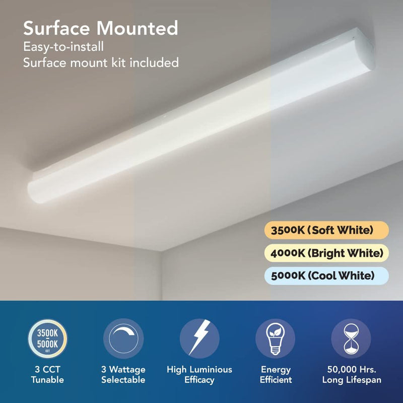 Euri Lighting ELS4-45W103sw 4FT Dual Selectable LED Linear Strip Fixture - 34W-54W, 3500K-5000K-LeanLight