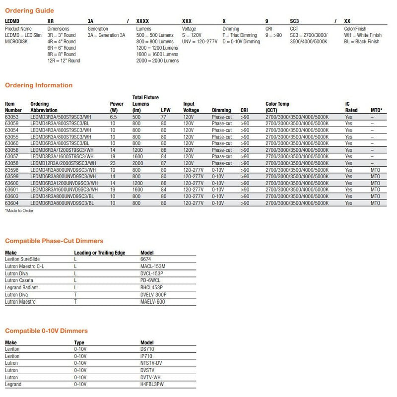 Sylvania LEDVANCE MicroDisk Color Select 5-6" LED Downlight - 10W, 63055-LeanLight