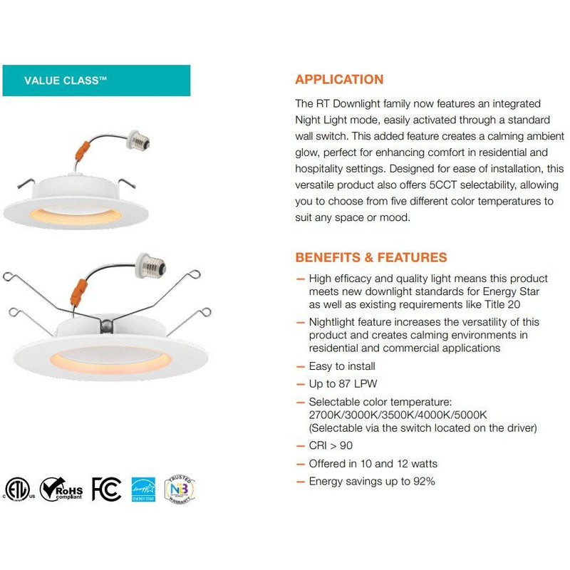 Sylvania Night Ring 5/6 inch Color Select LED DownLight Retrofit - 65798-LeanLight