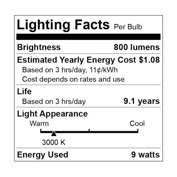 EA19-6100-4 (4 Pack) | Warm White A19 LED Bulbs with E26 Base - 3000K, 9W=60W, 120V-LeanLight