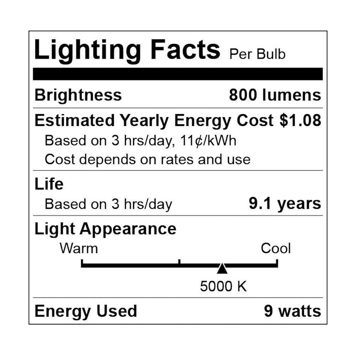 EA19-6150-4 (4 Pack) | Cool White A19 LED Bulbs with E26 Base - 5000K, 9W=60W, 120V-LeanLight