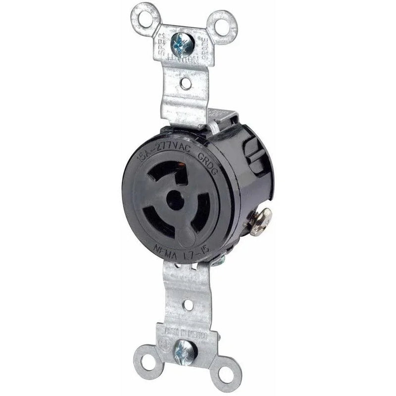 Leviton 4760 NEMA L7-15R Industrial-Grade 15 Amp 277 Volt Locking Receptacle - 2 Pole, 3 Wire-LeanLight