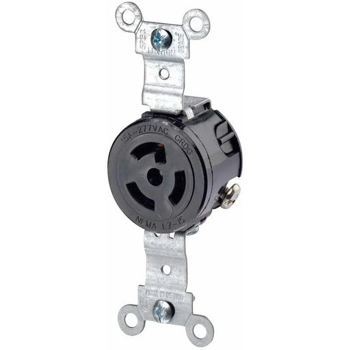 Leviton 4760 NEMA L7-15R Industrial-Grade 15 Amp 277 Volt Locking Receptacle - 2 Pole, 3 Wire-LeanLight