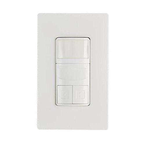 LDT-700SW | Dual-Tech White Wall Switch Sensor with Wall Plate - HFD & PIR, 2 Pole, 120-277VAC-LeanLight