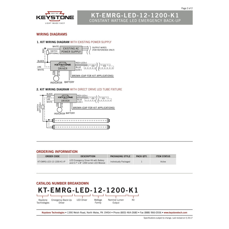 Keystone KT-EMRG-LED-12-1200-K1 LED Emergency Battery Backup - 12W, 1200lm, 120/277V-LeanLight