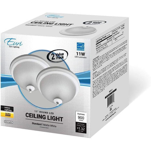 Euri Lighting 70-Watt Matte White Integrated LED Flush Mount (2-Pack) -  LeanLight