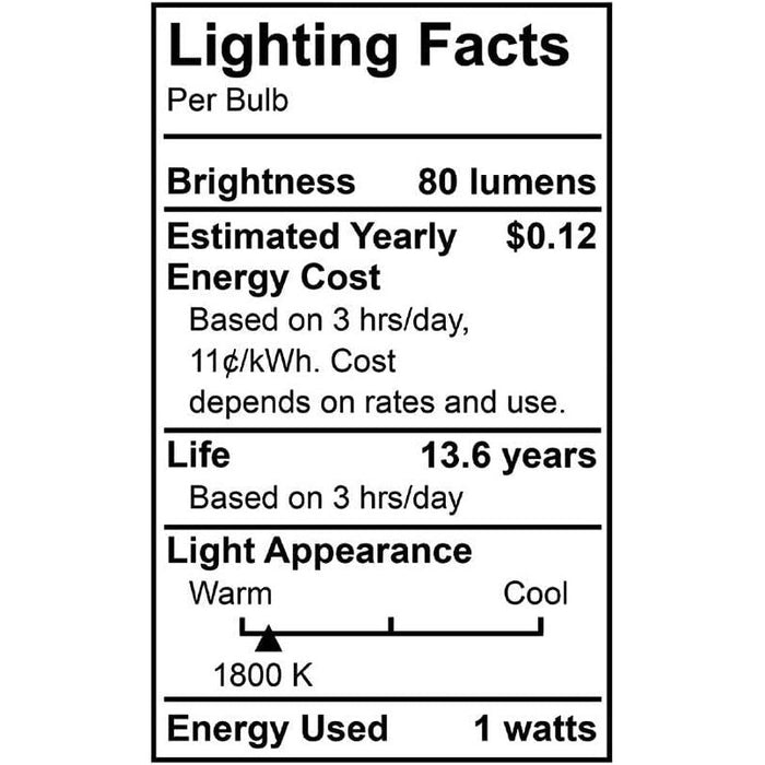 Euri Lighting ECA9.5-2120fc LED Flame Bulb with E26 Base - 1800K, 1W=6W, 120V-LeanLight