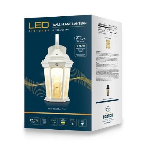 Euri Lighting EFL-140W-MD Smart LED Flame White Wall Lantern with Clear Lens - 3000K, 12W, 120V -  LeanLight