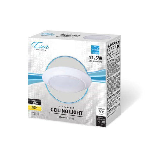 Euri Lighting EIN-CL06WH-2030e 7" Round LED Ceiling Light with White Bezel 3000K-LeanLight