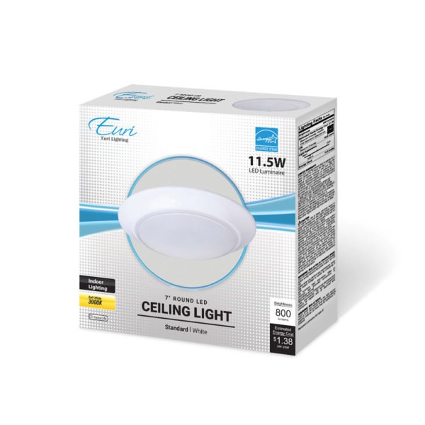 Euri Lighting EIN-CL06WH-2030e 7" Round LED Ceiling Light with White Bezel 3000K -  LeanLight