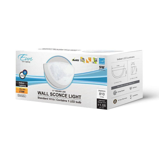 Euri Lighting EIN-WL51WH-1020cec LED Wall Sconce Light - White, 2700K, 9W, 120V-LeanLight