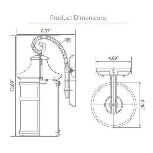 Euri Lighting EOL-WL17BRZ-1030e Oil-Rubbed Bronze LED Downbridge Wall Lantern - 3000K, 12.5W, 120V-LeanLight