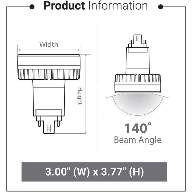 Euri Lighting EPL-2150Hv Non-Dim Hybrid (A+B) LED Vertical PL, G24Q, 12W (26W Equal) 1100lm, 80 CRI, Cool White (5000K) AC120-277V, 140° Beam Angle, Damp Rated, UL, 5YR 50K HR WTY, One Count