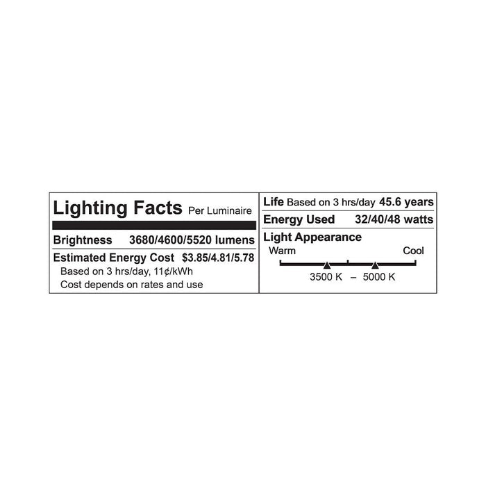 Euri Lighting ESW4-48W103sw Color and Lumen Select LED Wrap Light - 32W-48W, 3500K-5000K, 4FT -  LeanLight