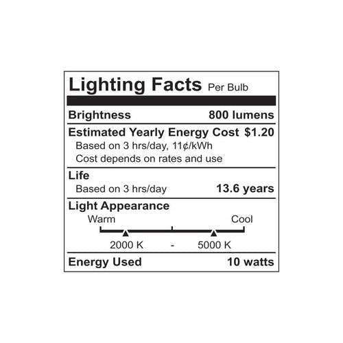 Euri Lighting LIS-A1000 A19 LED Smart Bulb with E26 Medium Base - 2000K-5000K, 10W=60W, 120V-LeanLight