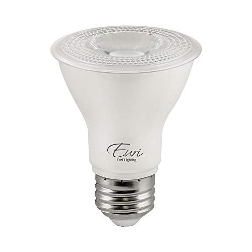 Euri Lighting EP20-7W6050e-2 LED PAR20 Bulb, Cool White Light (5000K), 120V, Dimmable, 7W, 500lm, 40 Degree, Base (E26), 80 CRI (Pack of 2)-LeanLight