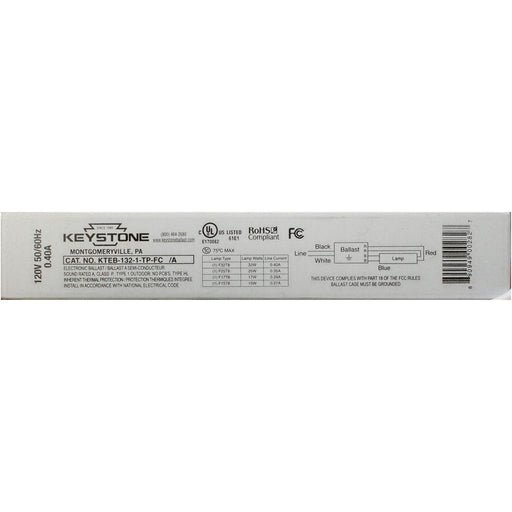Keystone 1-Lamp 32 Watt T8 Fluorescent Ballast - KTEB-132-1-TP-FC-LeanLight