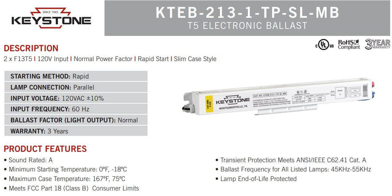 Keystone Technologies KTEB-213-1-TP-SL-MB LeanLight