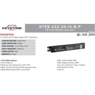 Keystone Technologies KTEB-232-UV-IS-N-P-10-KTEB-232-UV-IS-N-P LeanLight