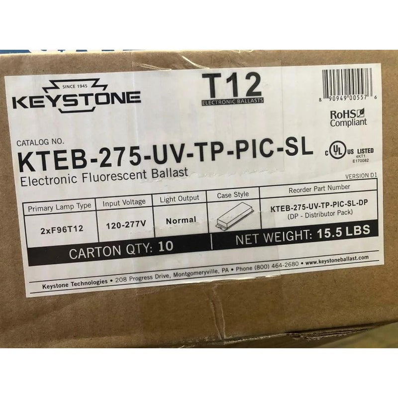 Keystone Technologies KTEB-275-UV-TP-PIC-SL 120-277V Electronic Ballast For (2) F96T12-LeanLight