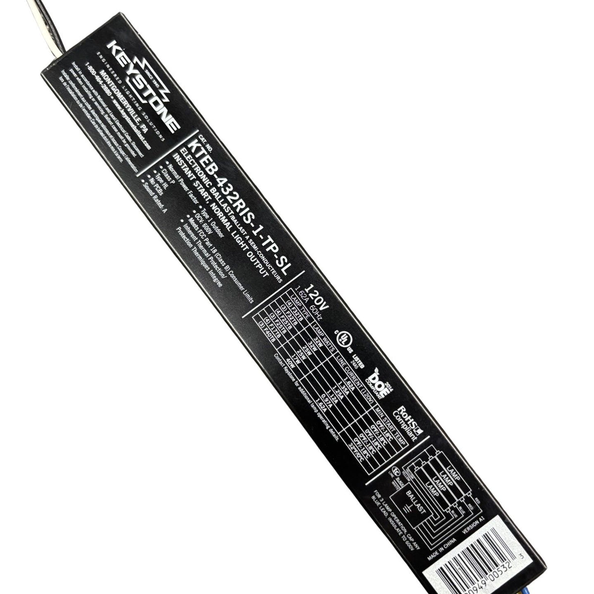 Keystone KTEB-432RIS-1-TP-SL 4 Lamp F32T8 120V Electronic Ballast