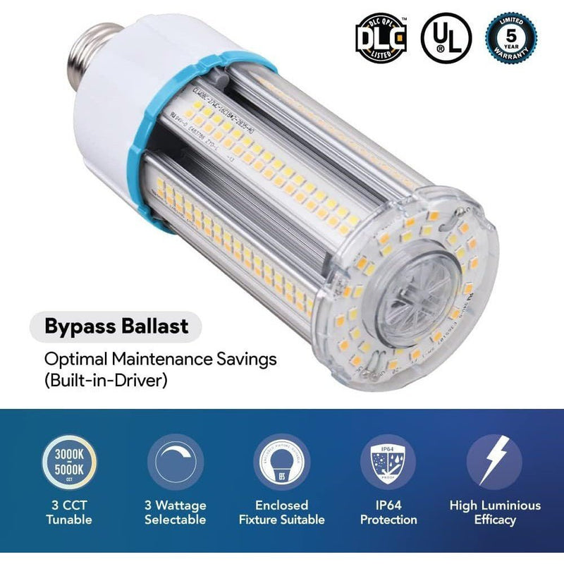 Euri Lighting 27 Watt Color and Wattage Selectable LED Corn Bulb with E26 Base - ECB27W-303sw-LeanLight