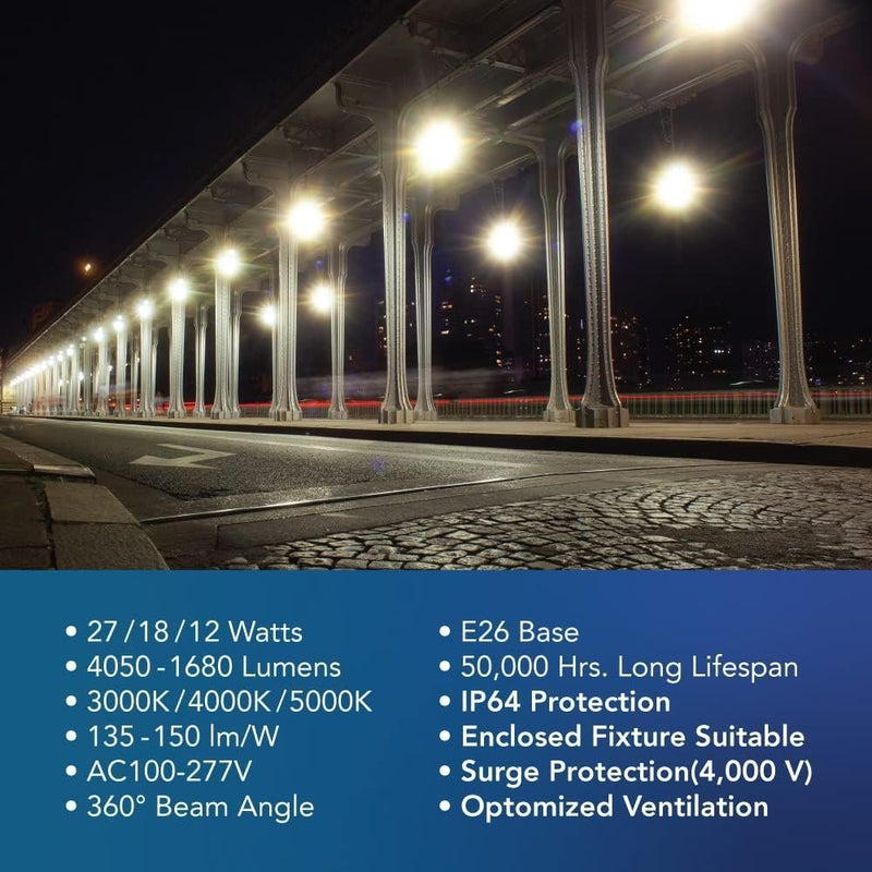 Euri Lighting 27 Watt Color and Wattage Selectable LED Corn Bulb with E26 Base - ECB27W-303sw-LeanLight