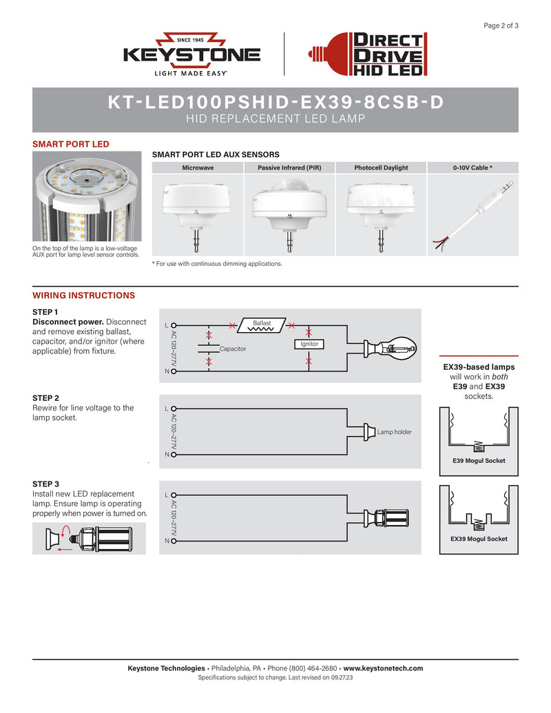 Keystone Technologies KT-LED100PSHID-EX39-8CSB-D-6-KT-LED100PSHID-EX39-8CSB-D LeanLight
