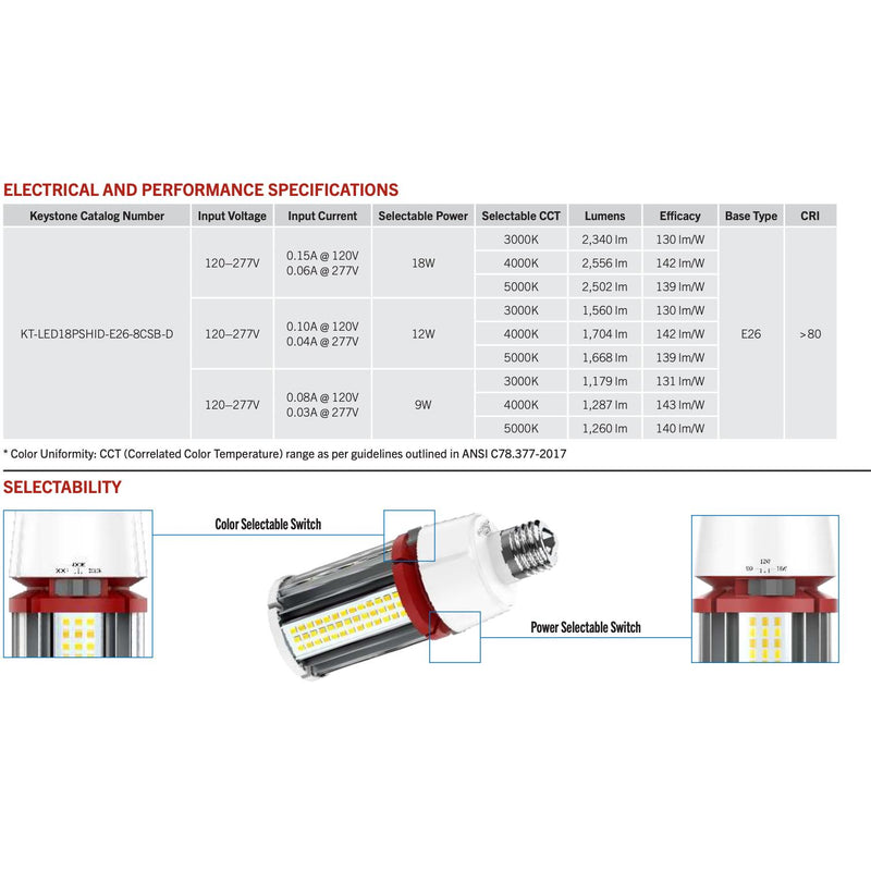 Keystone Technologies KT-LED18PSHID-E26-8CSB-D LeanLight