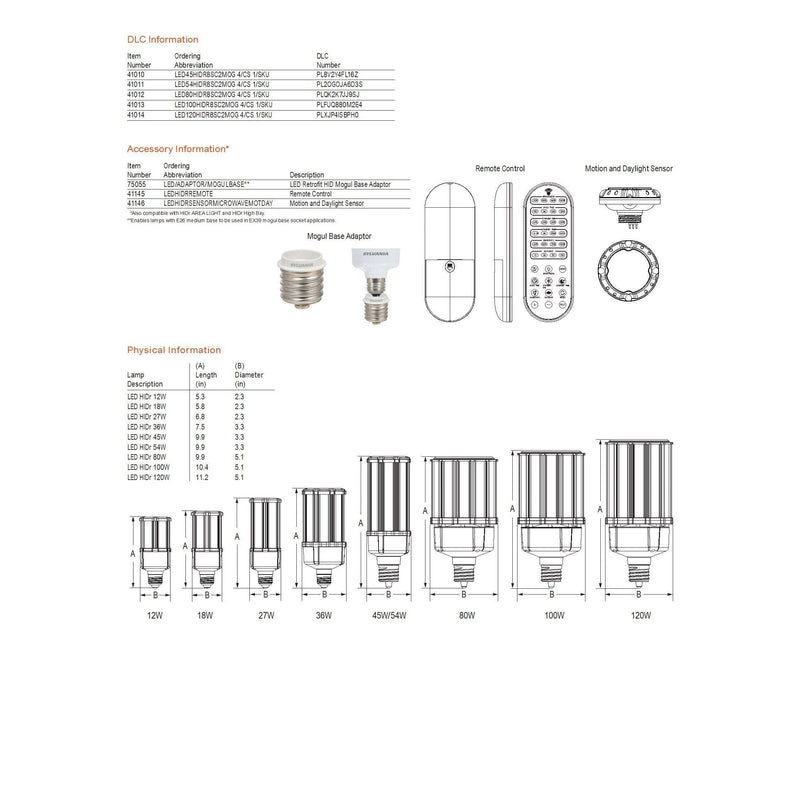 Sylvania LED27HIDR8SC2MED Color and Lumen Select HID LED Light Bulb with Medium Base - 41008-LeanLight