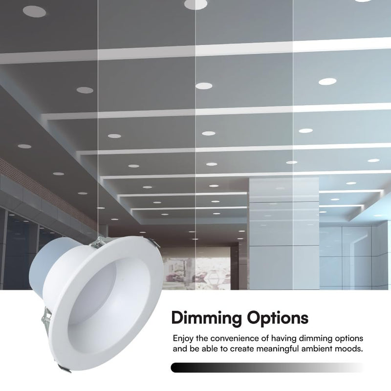 Euri Lighting DLC6C-16W203swej, 6” Commercial Downlight 120-277v, CCT (27/3/35/4/5) & Watt (7/10/16) Tunable, 0-10V DIM, 90+ CRI, Wet Rated, IC-Rated, UL, T24, JA8, Energy Star, 3YR, 50K HR WTY-LeanLight