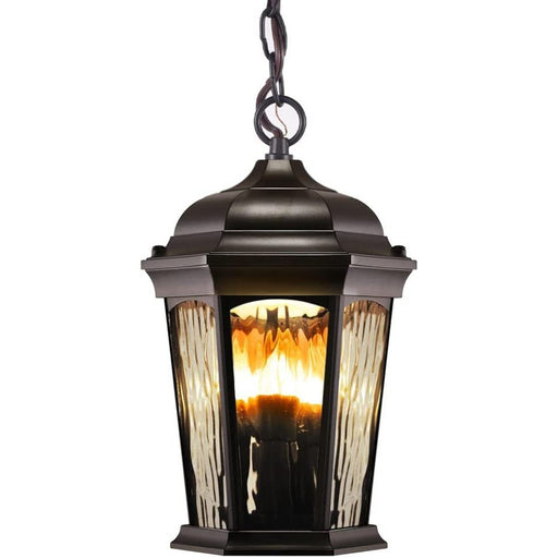 Euri Lighting EHL-130W-MD, Flickering Flame Hanging Lantern with Security Light (3000K)-LeanLight