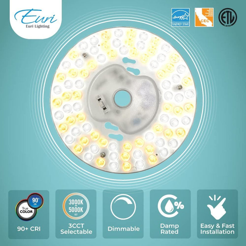Euri Lighting EMP-2000cec-20, Dimmable LED Light Engine, 6.69" Diameter, 20W (120W Equal), 1800lm, 3000K, 4000K, 5000K, 90+ CRI, Energy Star, CEC Compliant, 5YR, 50K Hour WTY-LeanLight
