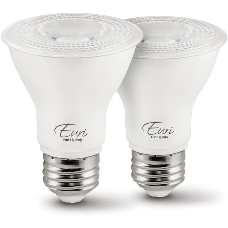 Euri Lighting EP20-7W6000e-2 (2 Pack) Dimmable LED PAR20 Bulb with Medium Base - 3000K, 7W=50W, 120V-LeanLight
