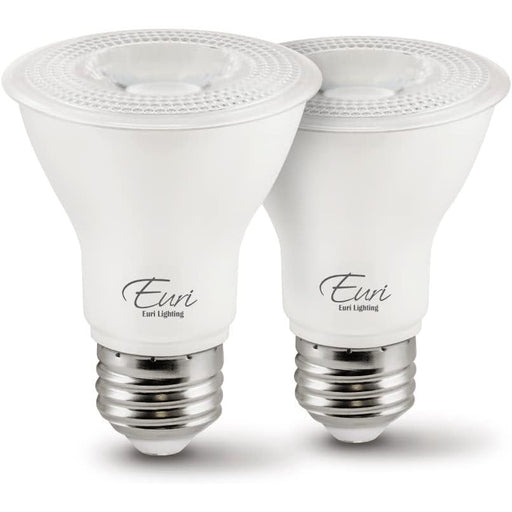 Euri Lighting EP20-7W6000e-2 (2 Pack) Dimmable LED PAR20 Bulb with Medium Base - 3000K, 7W=50W, 120V-LeanLight
