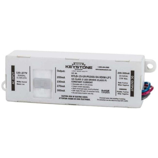 Keystone KTLD-15-UV-PS300-54-VDIM-LP1 Power Select 15W LED Driver - 200-300mA, 120/277V-LeanLight