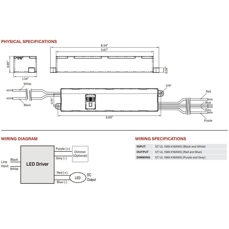 Keystone KTLD-25-UV-PS600-42-VDIM-LP2 Power Select 25W LED Driver - 450-600mA, 120/277V-LeanLight