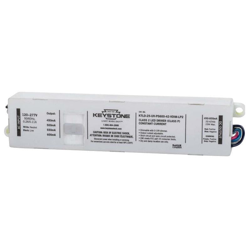 Keystone KTLD-25-UV-PS600-42-VDIM-LP2 Power Select 25W LED Driver - 450-600mA, 120/277V-LeanLight