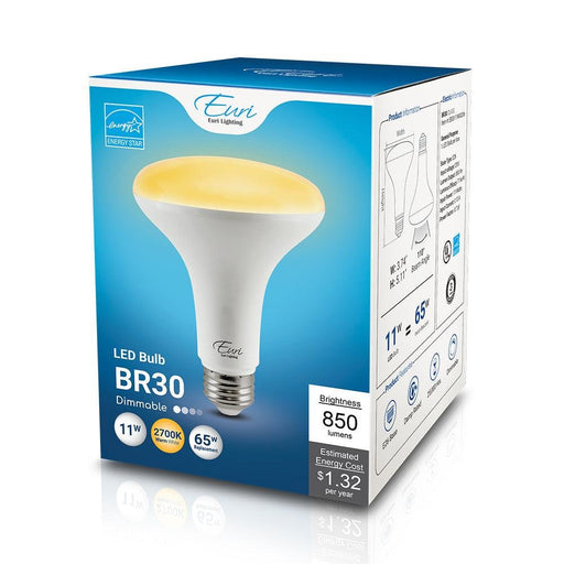 Euri Lighting EB30-11W3020e Dimmable LED BR30 Flood Lamp - 2700K, 11W=65W, 120V-LeanLight